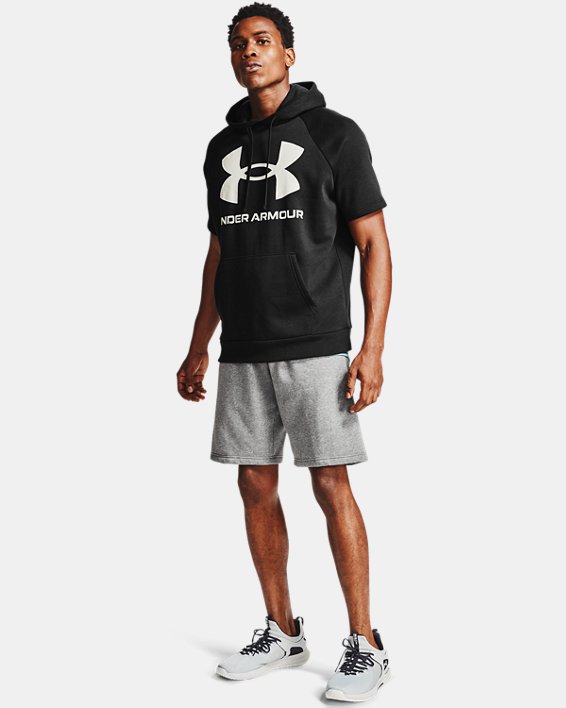 Sweat à capuche et manches courtes UA Rival Fleece Big Logo pour homme, Black, pdpMainDesktop image number 4